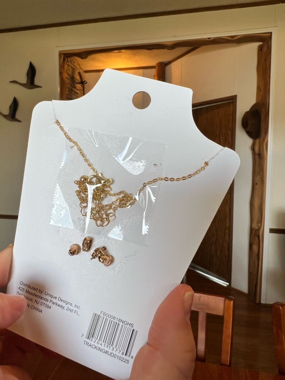 Gold Necklace and Earring Set with Red Clover Pendant - Picture 2 of 2